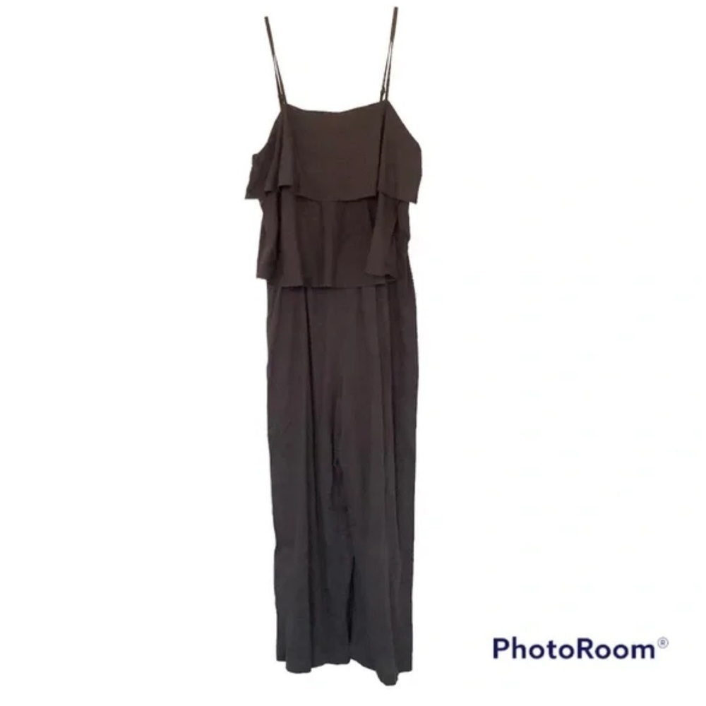 Mo:Vint Anthropologie Sleeveless Culotte Jumpsuit Size S Gray Tiers Linen Blend